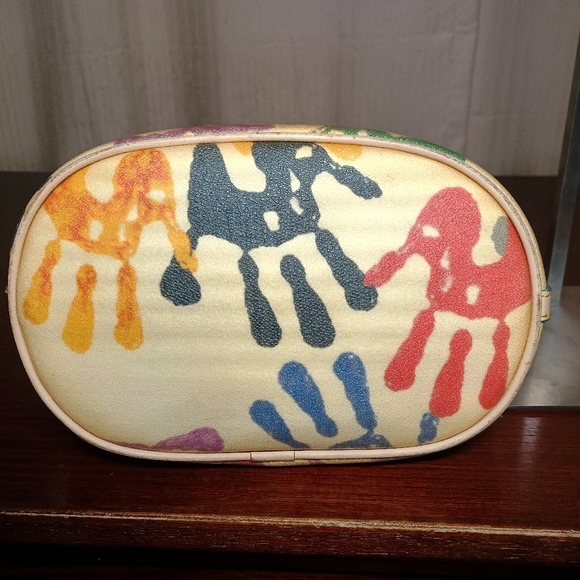Dooney & Bourke Handprint Hobo Bag Multicolor Canvas Leather Trim Y2K - Picture 4 of 10